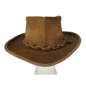 Vintage Skullys by Henschel Western Leather Suede Brown Hat Size Small USA Made